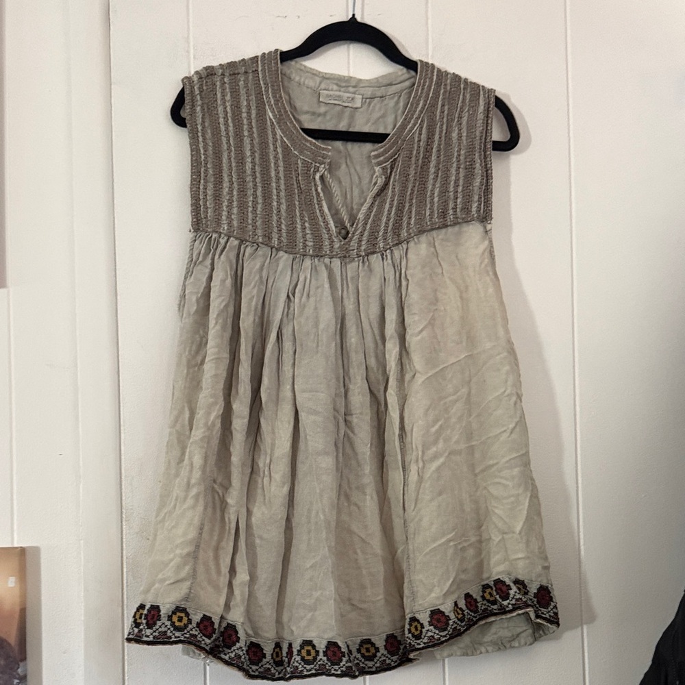 Rachel Zoe Light Gray Label Linen Top